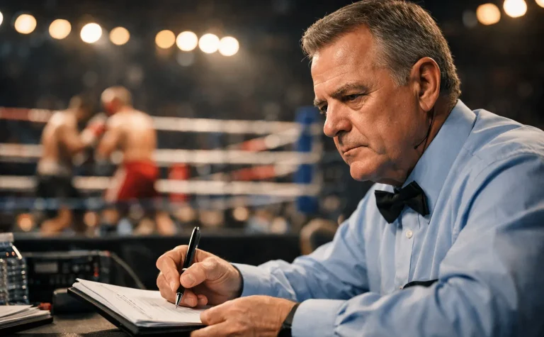 Punktrichter am Ring bewertet einen Boxkampf – Boxen Punktesystem