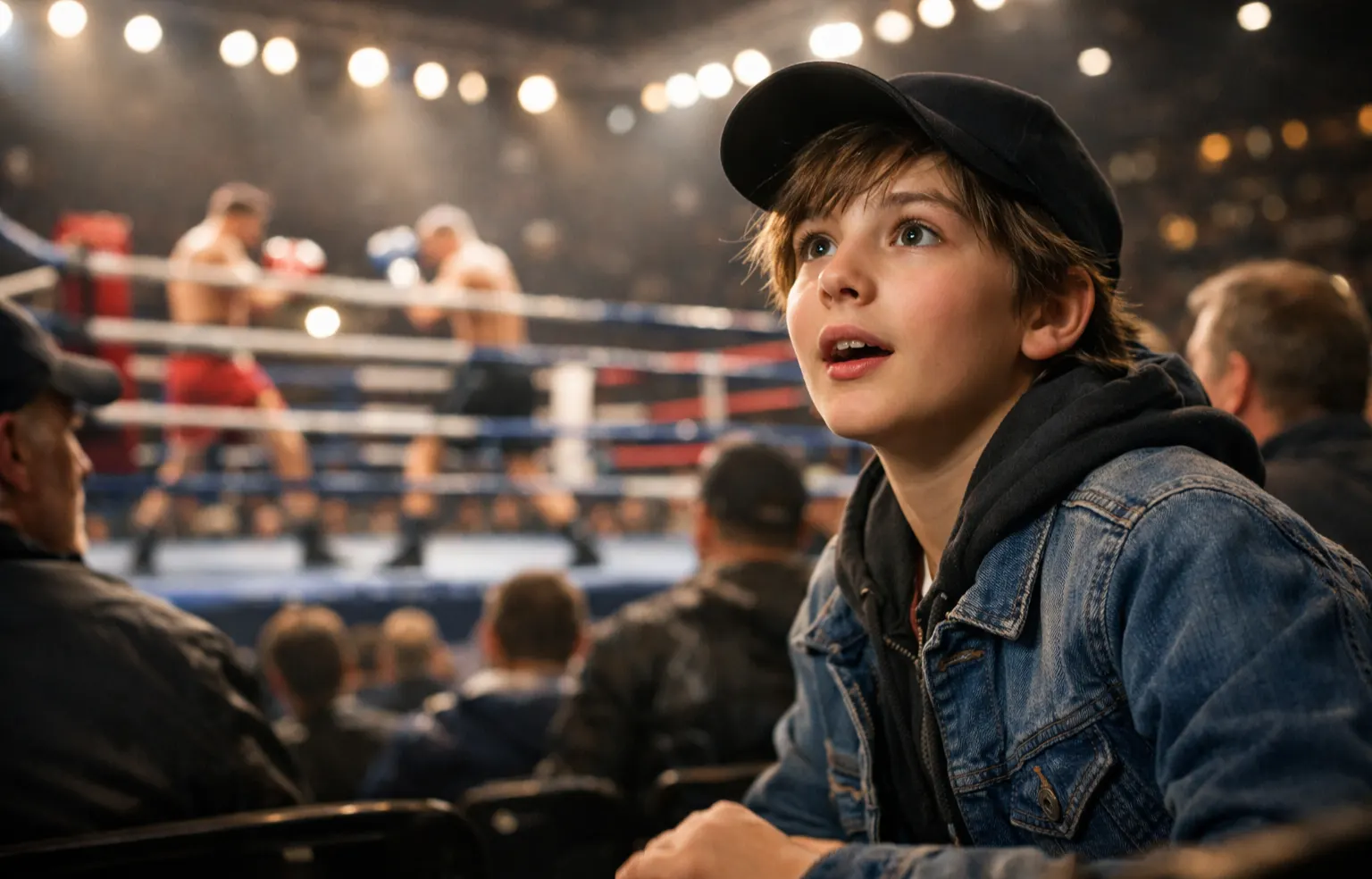 Einsteiger verfolgt einen Boxkampf aufmerksam – Boxen Wetten für Anfänger