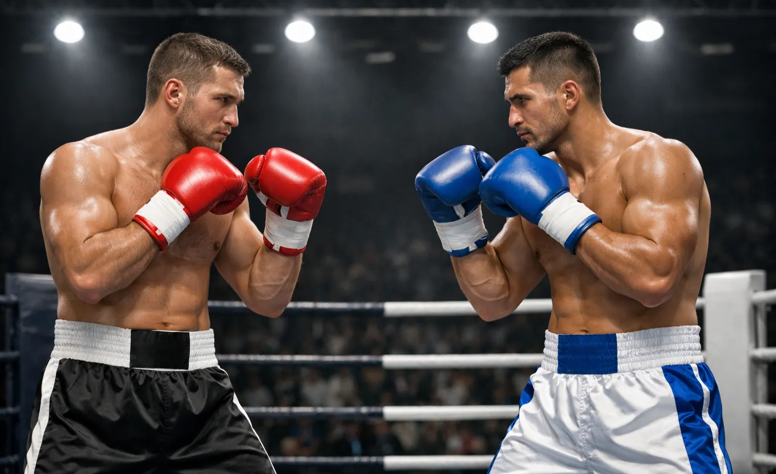 Zwei Boxer in einem ausgeglichenen Kampf – Doppelte Chance Boxen